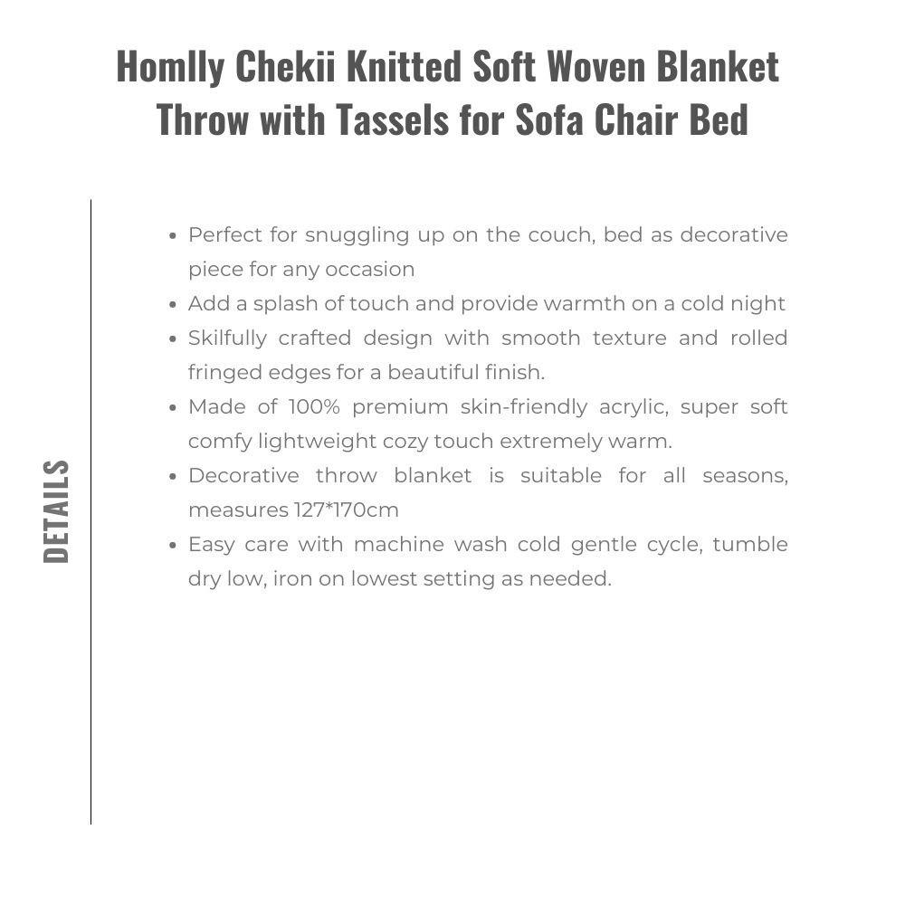 HOMLLY Chekii Gestrickte Weiche Gewebte Decke Überwurf mit Quasten für Sofa Stuhl Bett