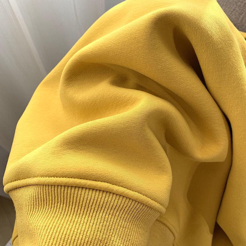 Women's Loose Lambswool Sweatshirt - Korean Style Casual Plus Velvet Thick Top for Autumn/Winter 2023.