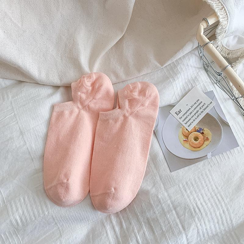 Dopamine Socks for Women, Spring and Summer, Short Solid Color, Light Mouth, Thin, Anti-slip, Non-dropping Heel Short Socks, Invisible Boat Socks