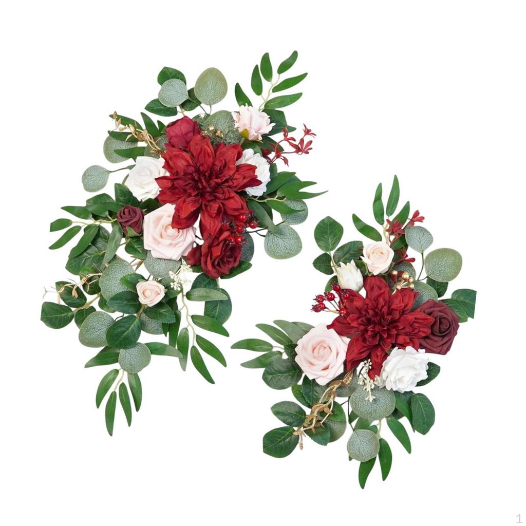 2 Pieces Floral Swag for Wedding Arch with Artificial Flowers