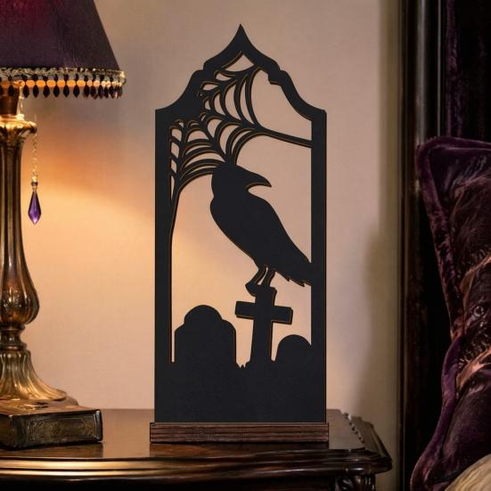 Spooky Home Decor Halloween Candle Holder, Gothic Hollow Silhouette Holder for Tea Lights, Dark Festive Atmosphere Lighting Style Pumpkin Ghost