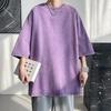Heavy Fabric Vintage Men Oversized Tees 2026 Summer Short Sleeve Casual O Neck Man Tshirt Acid Washed T-shirts Tops