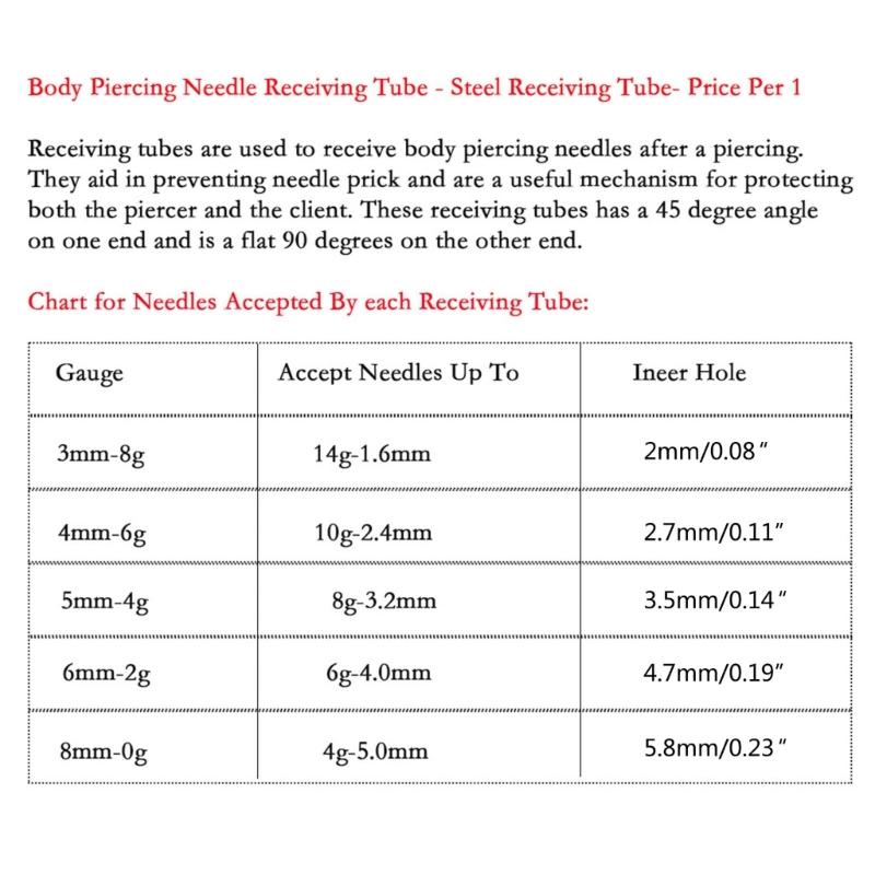 Stainless Steel Piercing Receiver Needle Receiving Tube Body Jewelry Holding Piercing Tool 2/3/4/5/6/7/8mm for Ear Body