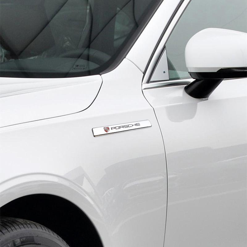 Auto 3D Metall Auto Kotflügel Kofferraum Abzeichen Dekoration Aufkleber für Porsche Cayenne Panamera Macan 911 718 Taycan Boxster Cayman 918