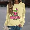 Women's Fashion Casual Long Sleeve Solid Color Christmas Printed Round Neck Top Sweatshirt