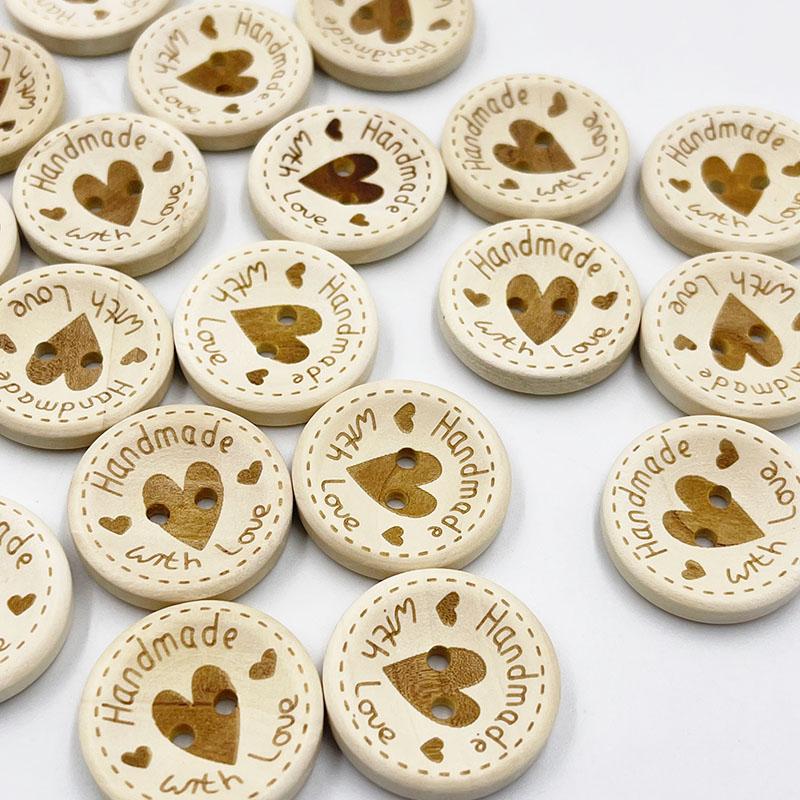50Pcs 15Mm/20Mm/25Mm Heart Wood Buttons Sewing Scrapbooking Gift Handwork Home Clothing Decor Wooden Decorative Handmade Wb875
