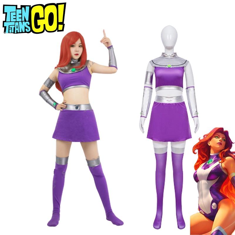 Lebendige Teen Titans Starfire Cosplay-Kostümperücke für Erwachsene, perfekt für Halloween, Maskenball und Comic Con