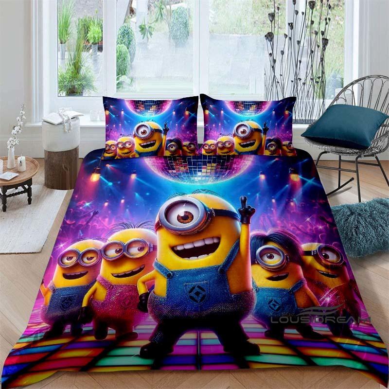 

Popular Cartoon Character (Minions) Printed Bedding Set — Duvet Cover Set — Deluxe Gift for Teen Girls, Twin/Single, and Kids 135X200cm