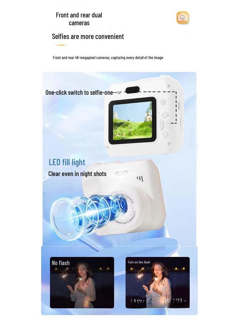 HD Dual Lens Cute Digital Camera - Ideal for Students, Travel, and Mobile Photography