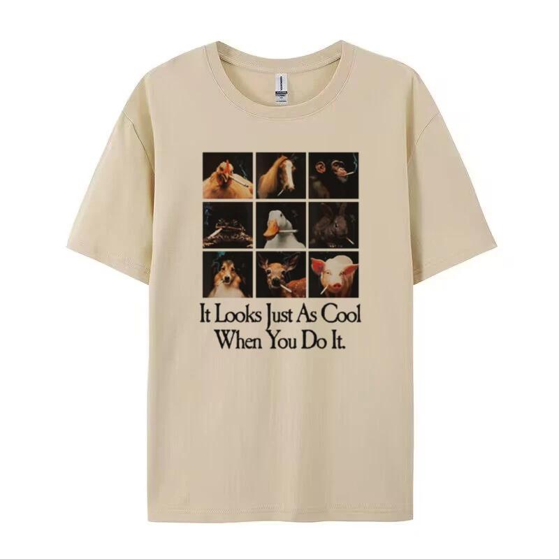 

Animal Smoking Printed Women Funny Meme TShirts Anti Smoking Sarcastic Tee Shirt Summer Trending Graphic Tees Unisex Clothing 4XL