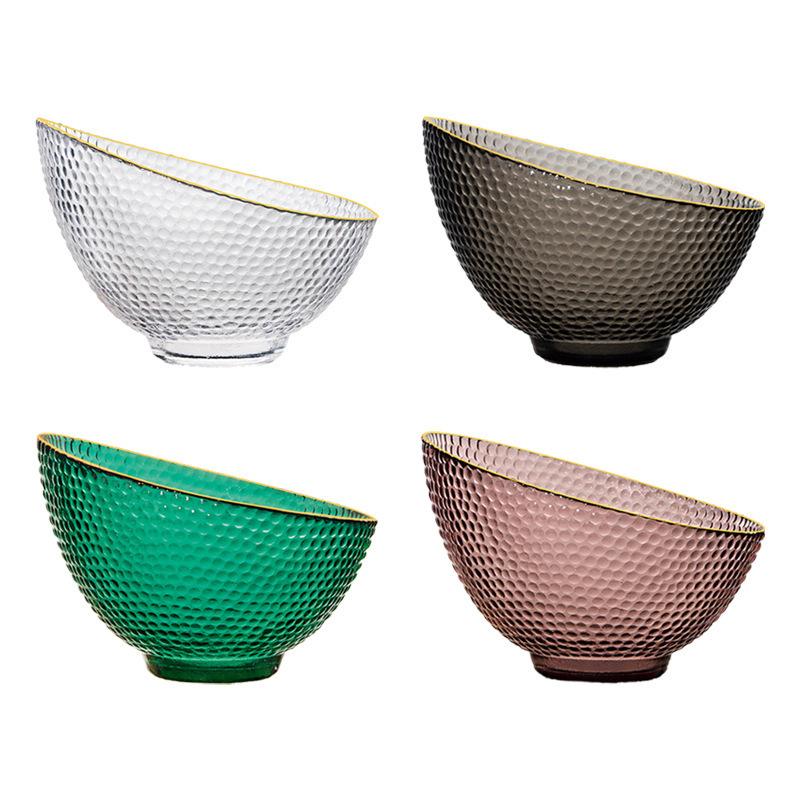 Slanted Glass Bowl Fruits Tray Transparent Snack Display Plate Kitchen Dining Bar Tableware