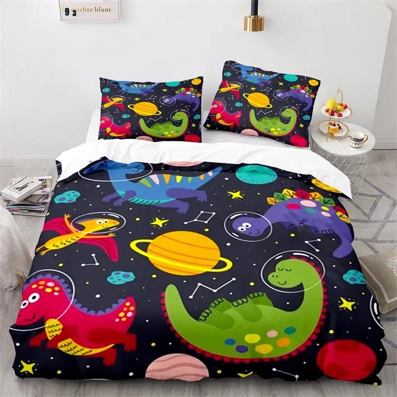 Funda Nórdica de Dinosaurios para Niños Juego de Ropa de Cama con Temática de Animales Microfibra Dibujos Animados Funda de Edredón Individual King Para Niños Niñas Adolescentes Decoración de Dormitorio