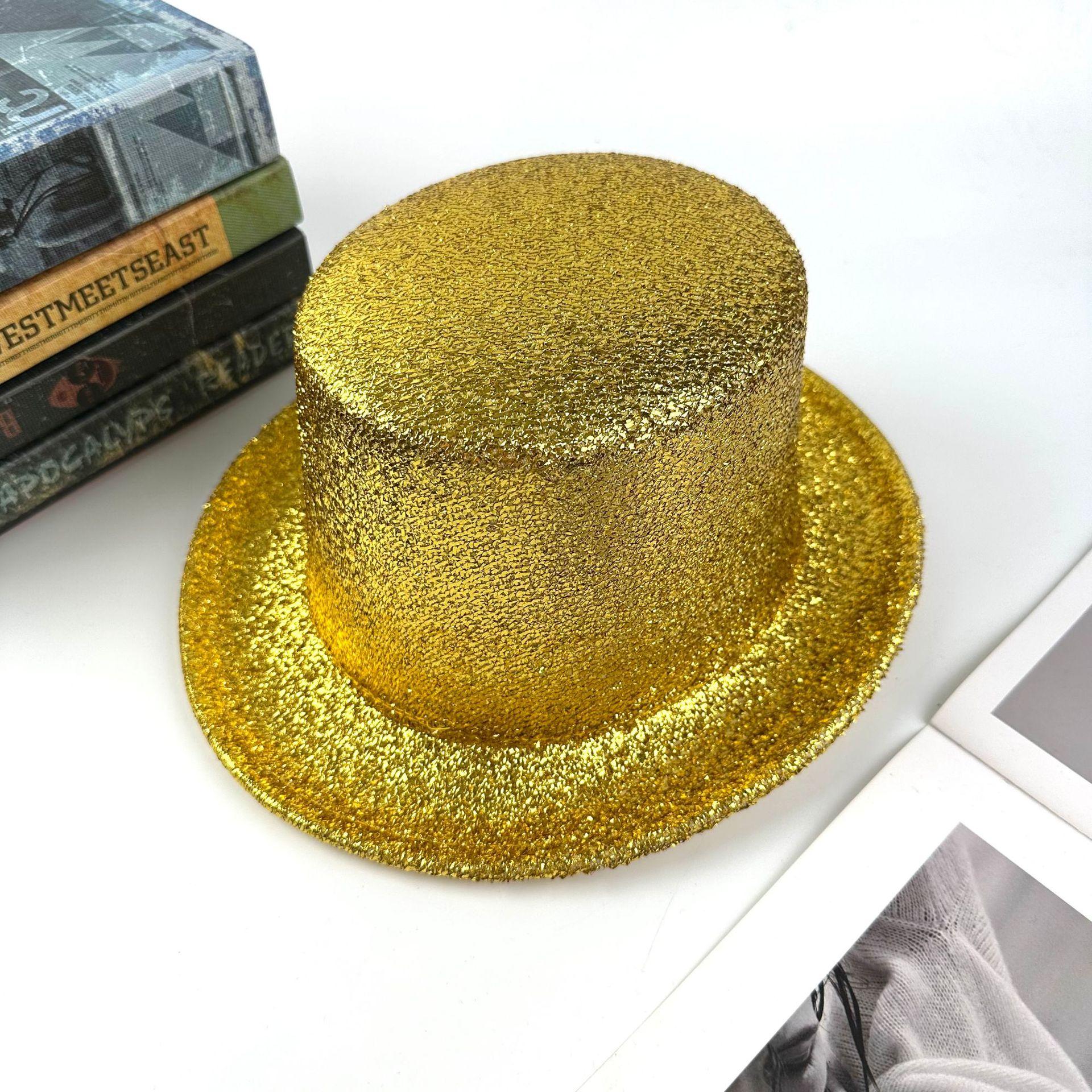 Шляпа на Хэллоуин Цилиндр Шляпа Линкольна Шляпа Волшебника Цилиндр с Блестками Цилиндр с Золотой Пылью 56-58cm темно-желтого