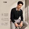 FIRS Men's Textured Long-Sleeve Polo Shirt