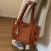 Simple Corduroy Tote Bag, Solid Color Shoulder Bag, Retro Multi Pockets Handbag for School Work Shopping Tote Bags for Women
