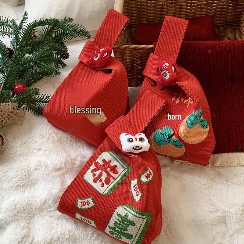 2025 Year of the Snake Knitted Festive Gift Bag: Creative and Practical for Weddings, Company Gifts, and Candy Souvenirs.