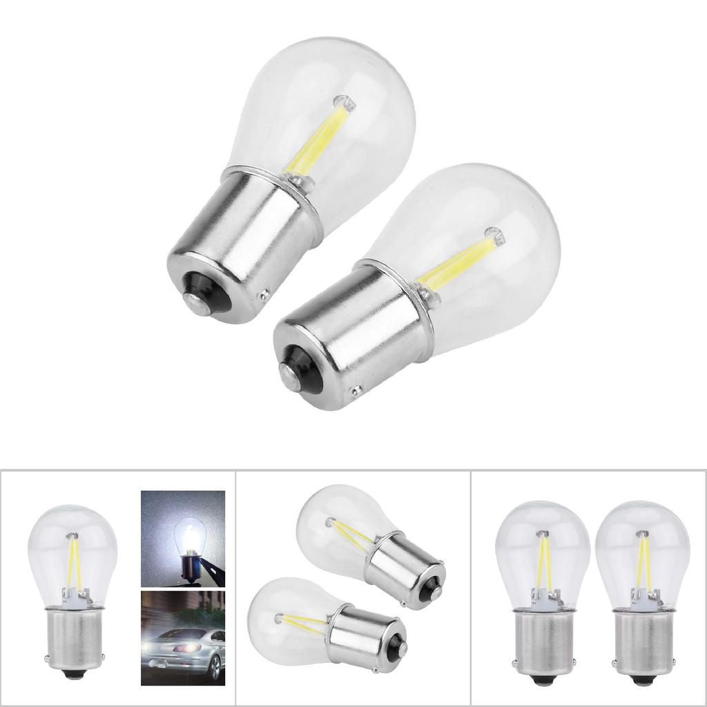 Pair of 1156 Glass Strobe COB LED Car Turn Signal Reverse Light Tail Brake Bulb White Light