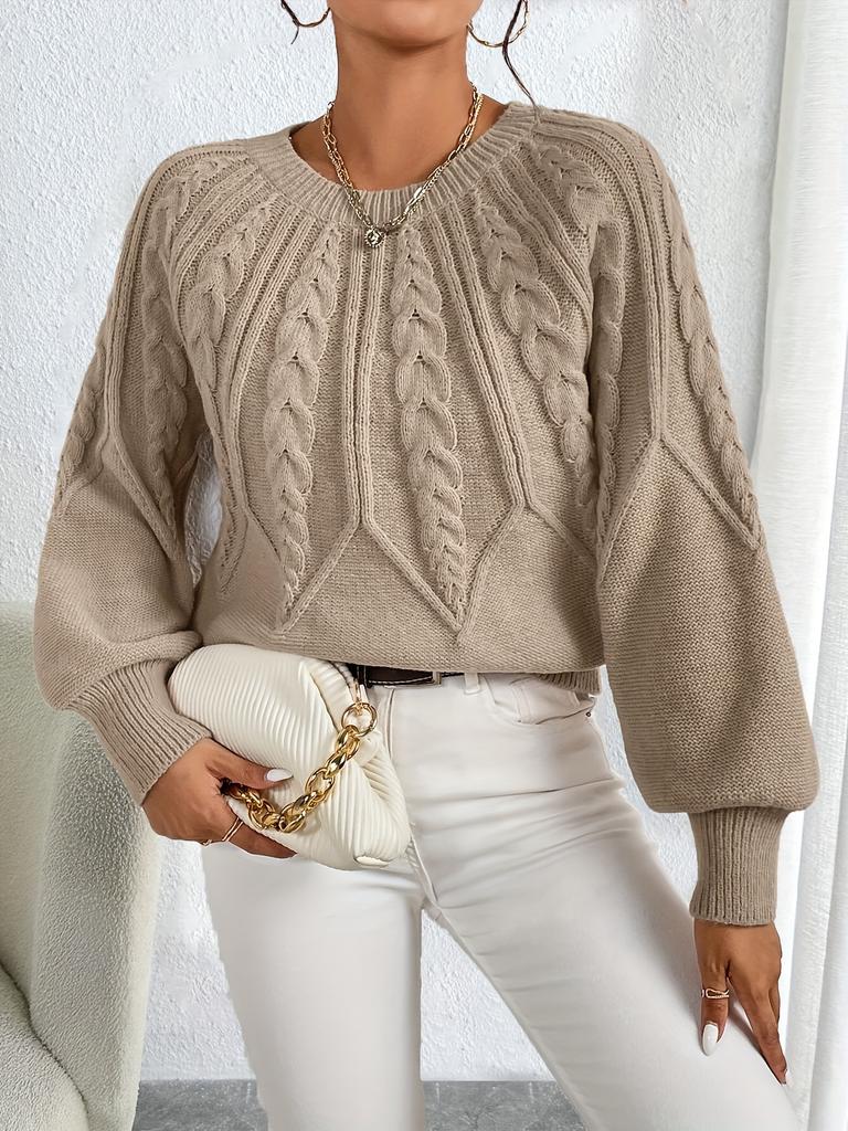 Women'S Chunky Sweater - Beige/Neutral-Toned Sweater for Fall/Winter, Cozy Sweater for Everyday & Formal Outfits, Women'S Sweater Clothing