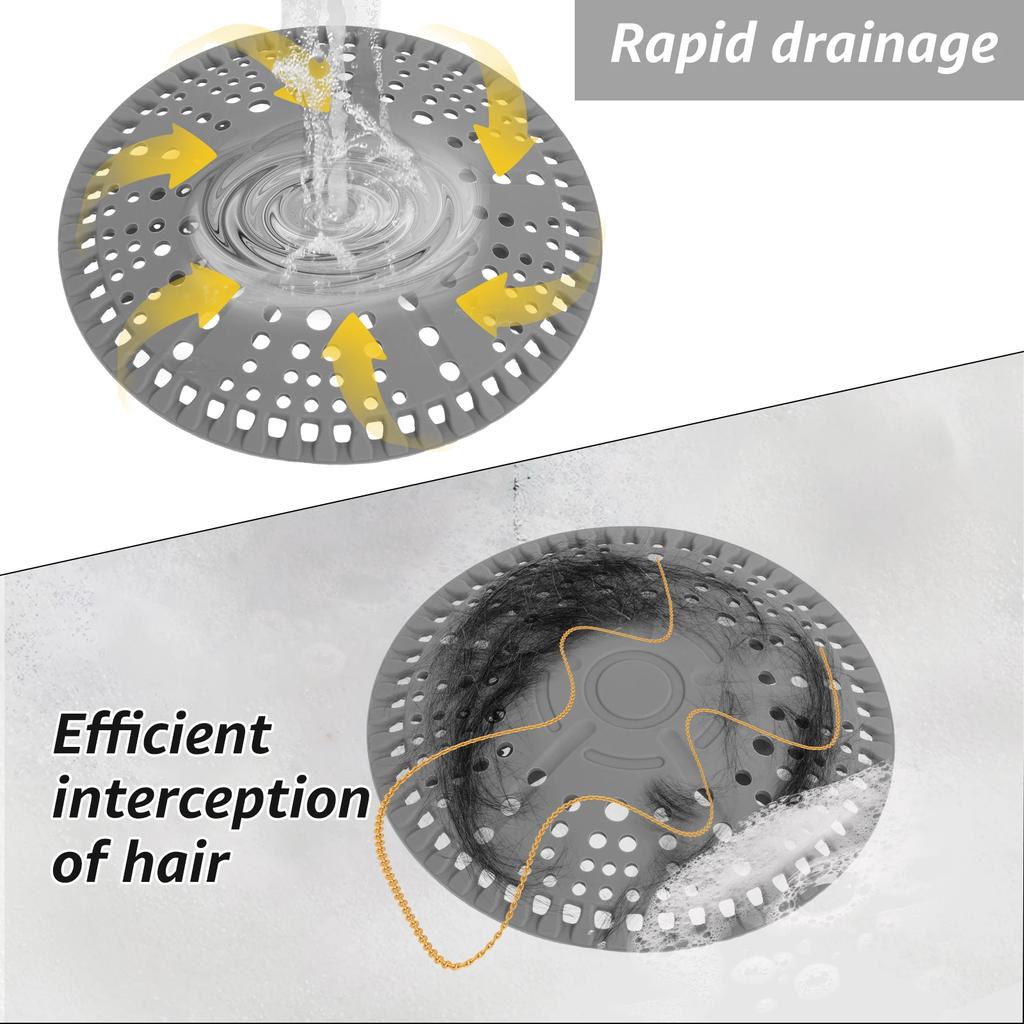 2Pcs Shower Drain Hair Catcher Silicone Drain Strainer Universal Bathroom Sink Stopper Strainer Anti Clog Drain Cover Protector