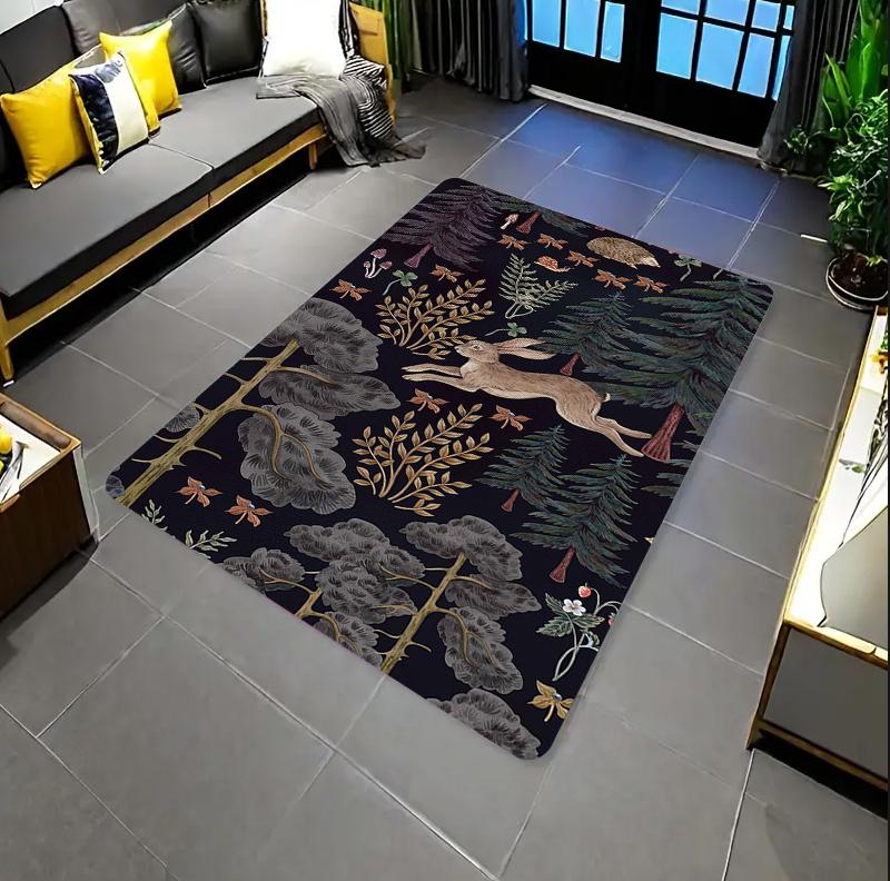 Black Beige Vintage Floral Non-Slip Area Rug, Traditional Flower Carpet for Household Decoration 40X60cm