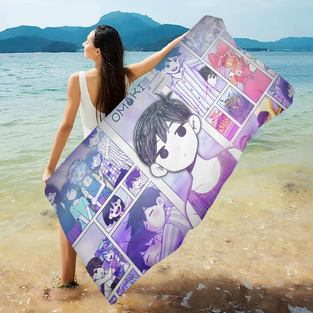 Hot Game O-Omori Bath Towel Microfiber Soft Water Absorbing Breathable For Girl Kids Decorative Cartoon Beach Towel