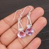 Morganite Gemstone 925 Sterling Silver Jewelry Handmade Dangle Earrings 1.90" EE-46-11