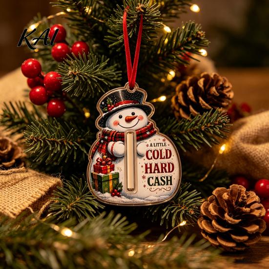 Christmas Tree Money Ornament Holder Ornament, Acrylic Stocking Cash Gift Hanging Decor Creative Holiday Idea for Tree, Festive Pendant with Surprise