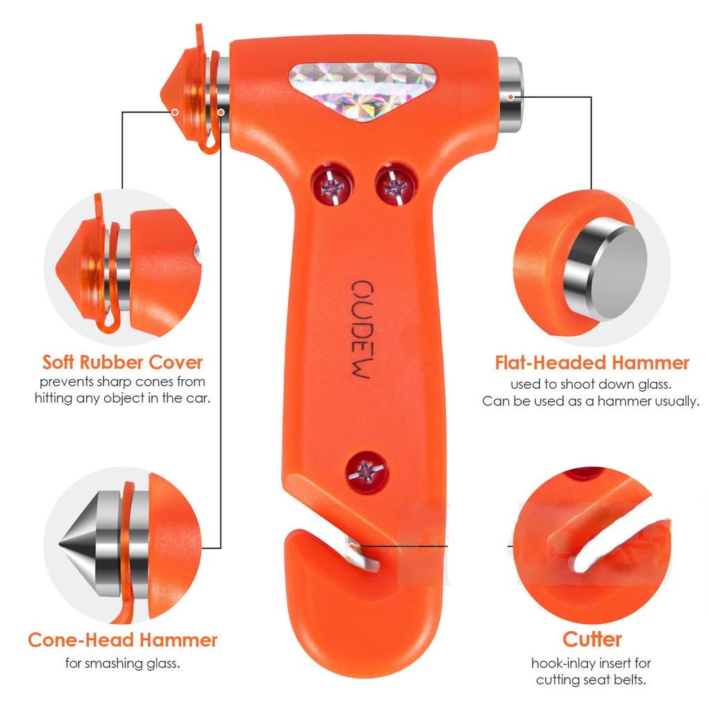 Car Safety Hammer Seatbelt Cutter Auto Emergency Escape Hammer Glass Breaker and Seat Belt Cutter Striking Escape Tool for Car