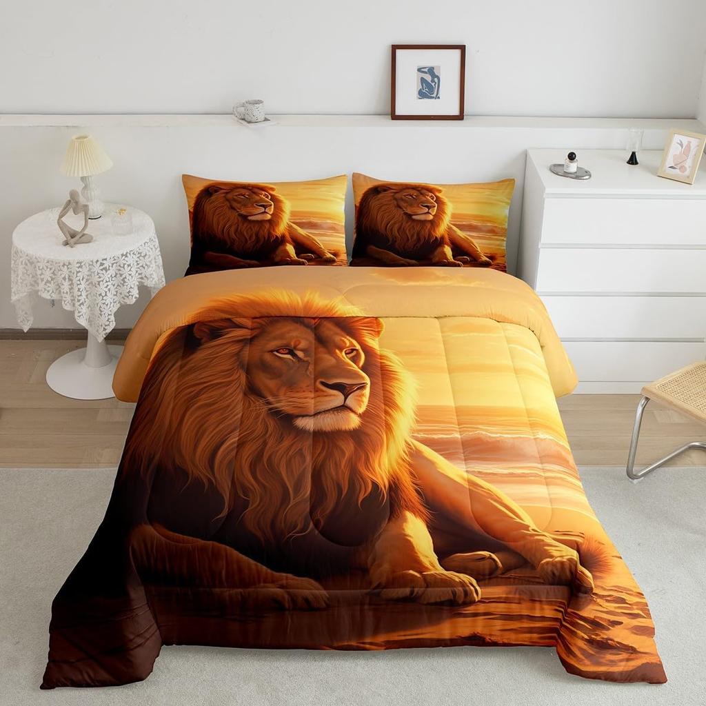 3D lví přikrývka Král zvířat Lví přikrývka Sada pro děti Chlapci Dívky Lovné zvíře Povlečení Sada Jednolůžková sada