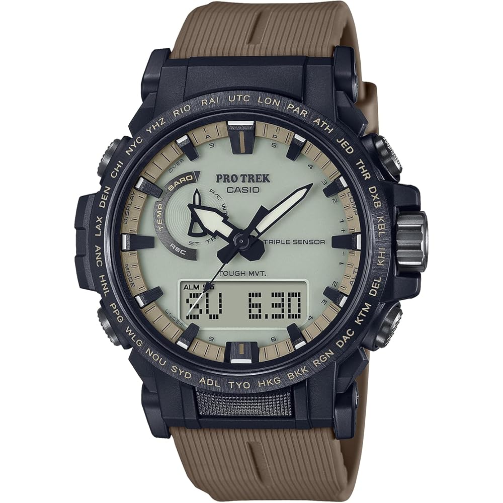 

Чоловічий годинник Casio Pro Trek PRW-61LD-5JF Колір Dark Coyote Сонячний Радіокерований Біомасовий Пластик