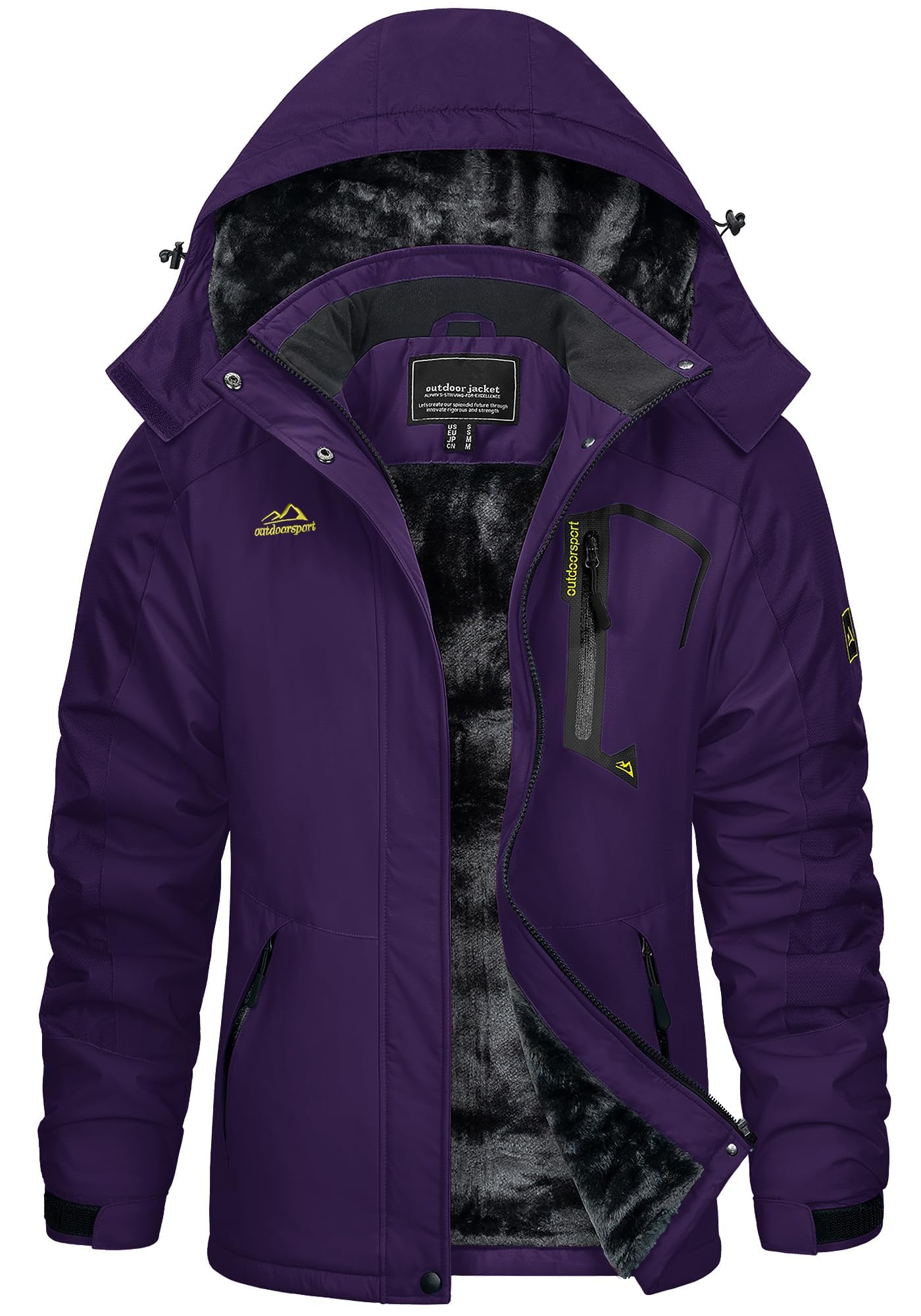 

KEFITEVD Mountain Military Outdoor Windproof Softshell Snowboarding Size 3XL Women s Fleece-Lined Parka, Style, Jacket, Jacket, Wear, Purple, JP,