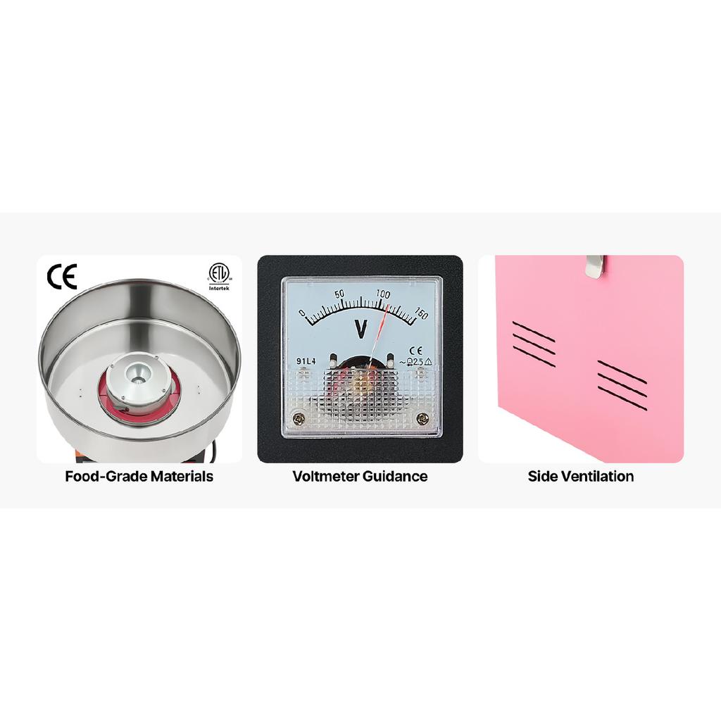 SucceBuy Cotton Candy Machine Commercial 1000W Electric Candy Floss Maker Easy Use with 15 Inch Stainless Steel Bowl for Kids