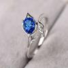 Huitan Charming Waterdrop Blue Cubic Zirconia Rings for Women Novel Design Luxury Elegant Lady Wedding Party Accessories Jewelry