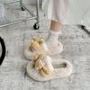 Sheepskin version of rabbit fluffy slippers for women's winter wear 2025 new removable doll thick bottom fashion one-word drag