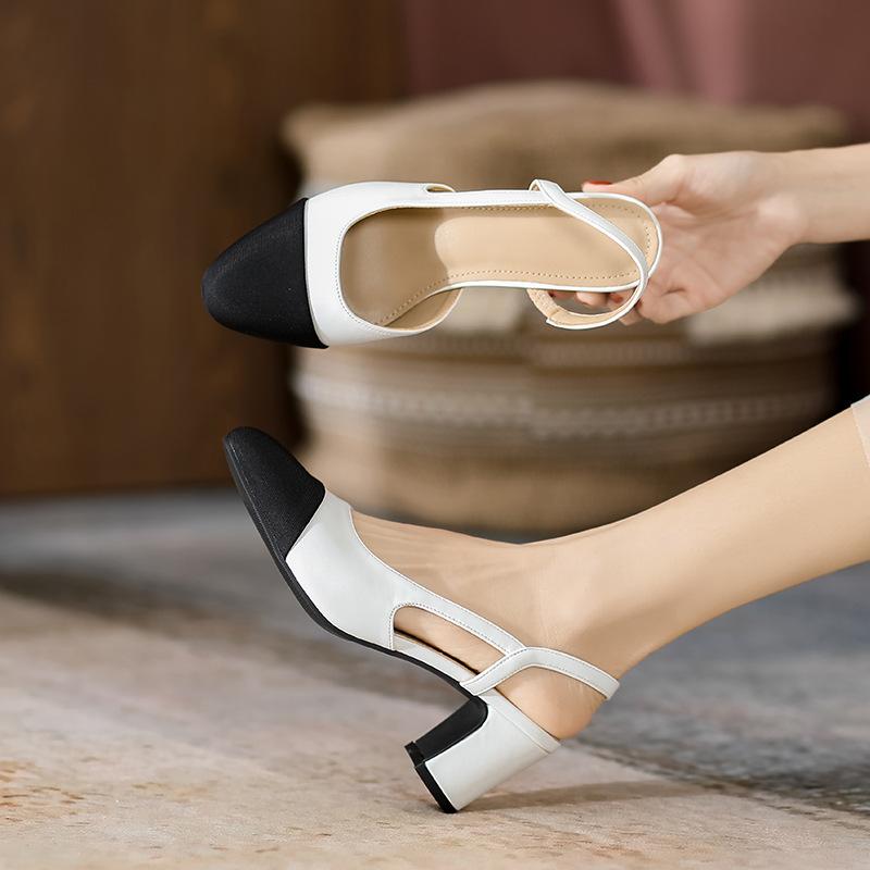 Módní letní nové dámské baotou ploché sandály silné podpatky pohodlné a všestranné sandály ležérní móda jednoduché dámské vysoké podpatky