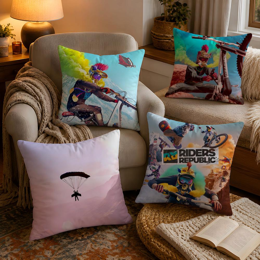 Cool Game RRiders RepublicS Pillow Case Soft Plush Cushion Cover Double Print and Invisible Zipper for Sofa Home Car Use