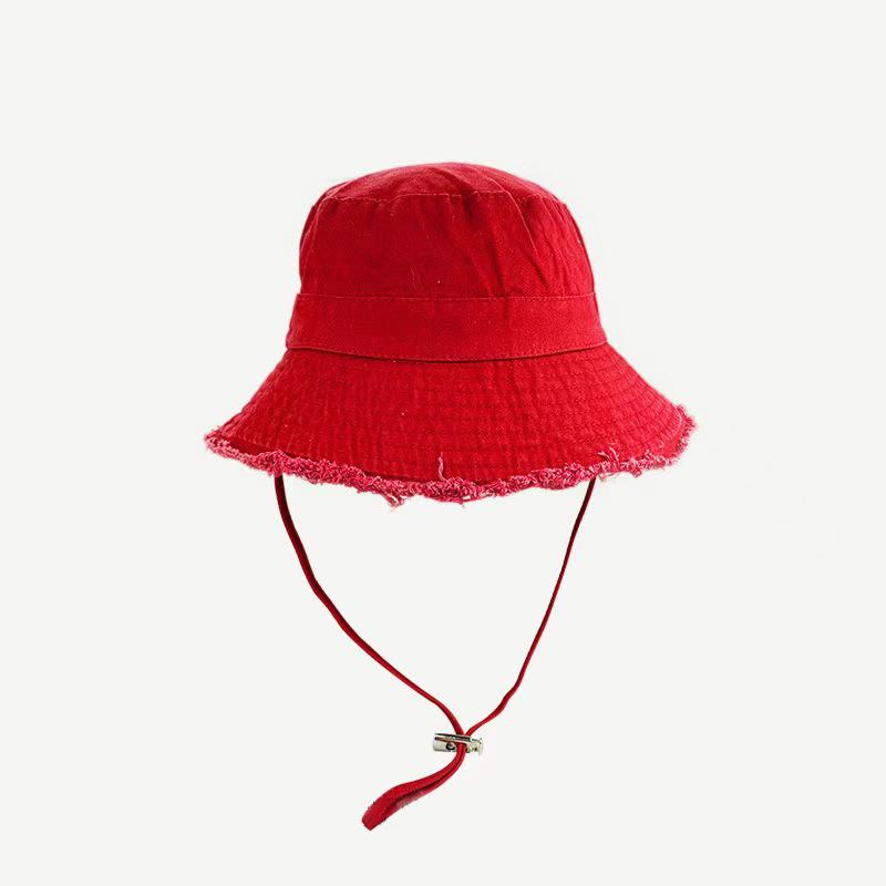 Ladies' Denim Drawstring Torn Edge Bucket Hat, Sun Resistant Outdoor Hiking Hat, Adjustable, Fashionable Daily Travel Headwear