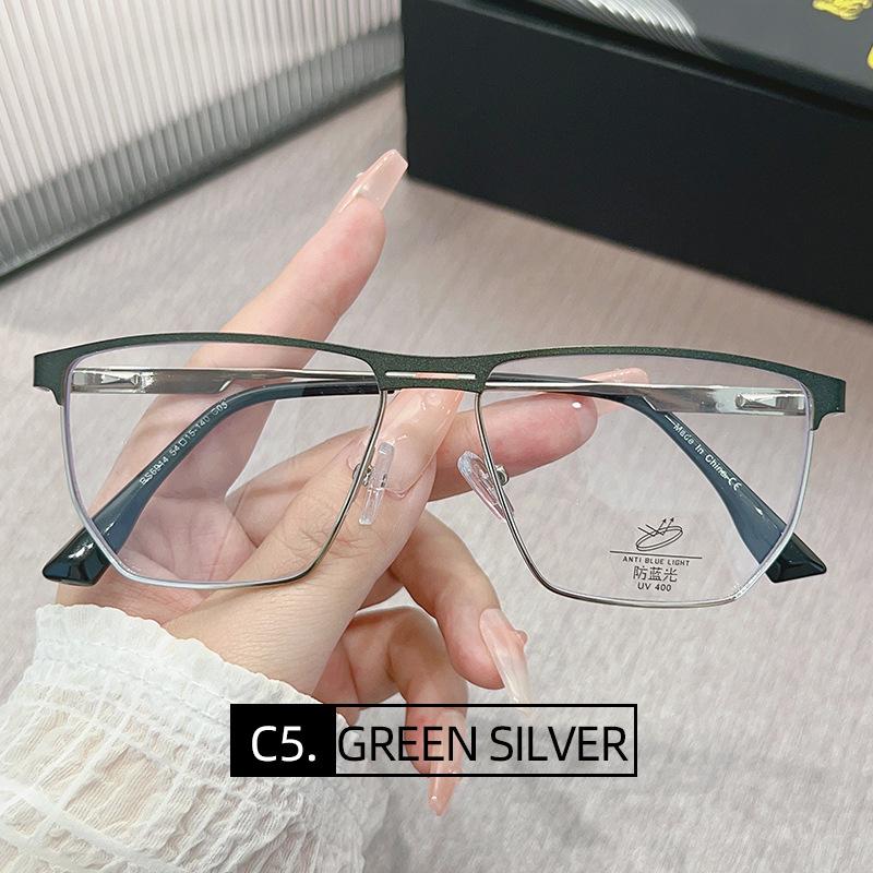 

54-15 New Men s Classic Full Frame Double Beam Glasses Frame Metal Optical Glasses Anti-Blue Light Reading Glasses Anti blue light 0