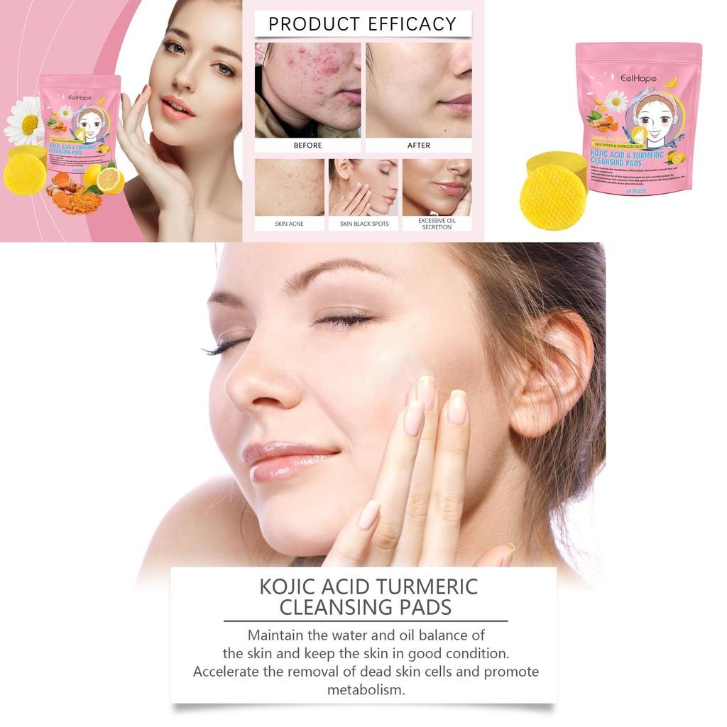 Eelhope Turmeric Cleansing Pads Gentle Hydrating Facial Skin Care For Moisturizing