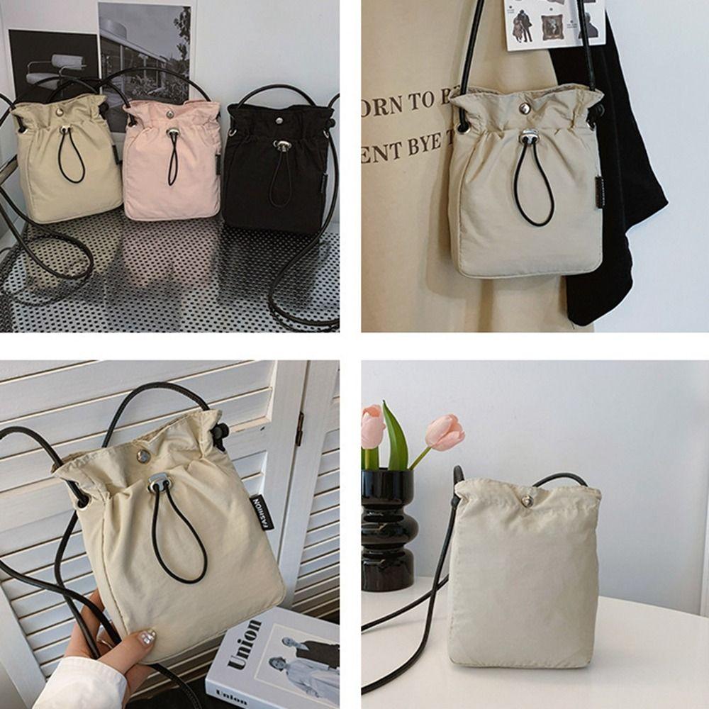 Purse Drawstring Canvas Bag Crossbody Bag Mobile Phone Bag Cute Nylon Shoulder Bag  Office Worker