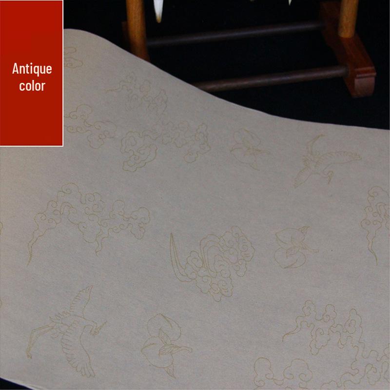 Peach Blossom & Crane Auspicious Clouds Gold-Inlaid Long Scroll Xuan Paper for Calligraphy & National Painting