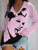 2024 Women's V-Neck NFL Team Long Sleeve T-Shirt with 3D Print Design