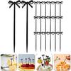 30pcs Fruit Fork Martini Skewers Black Bows Fiesta Cupcake Toppers Boy or Girl Halloween Toothpicks for Cocktails Bow Cupcake Topper Plastic Fruit
