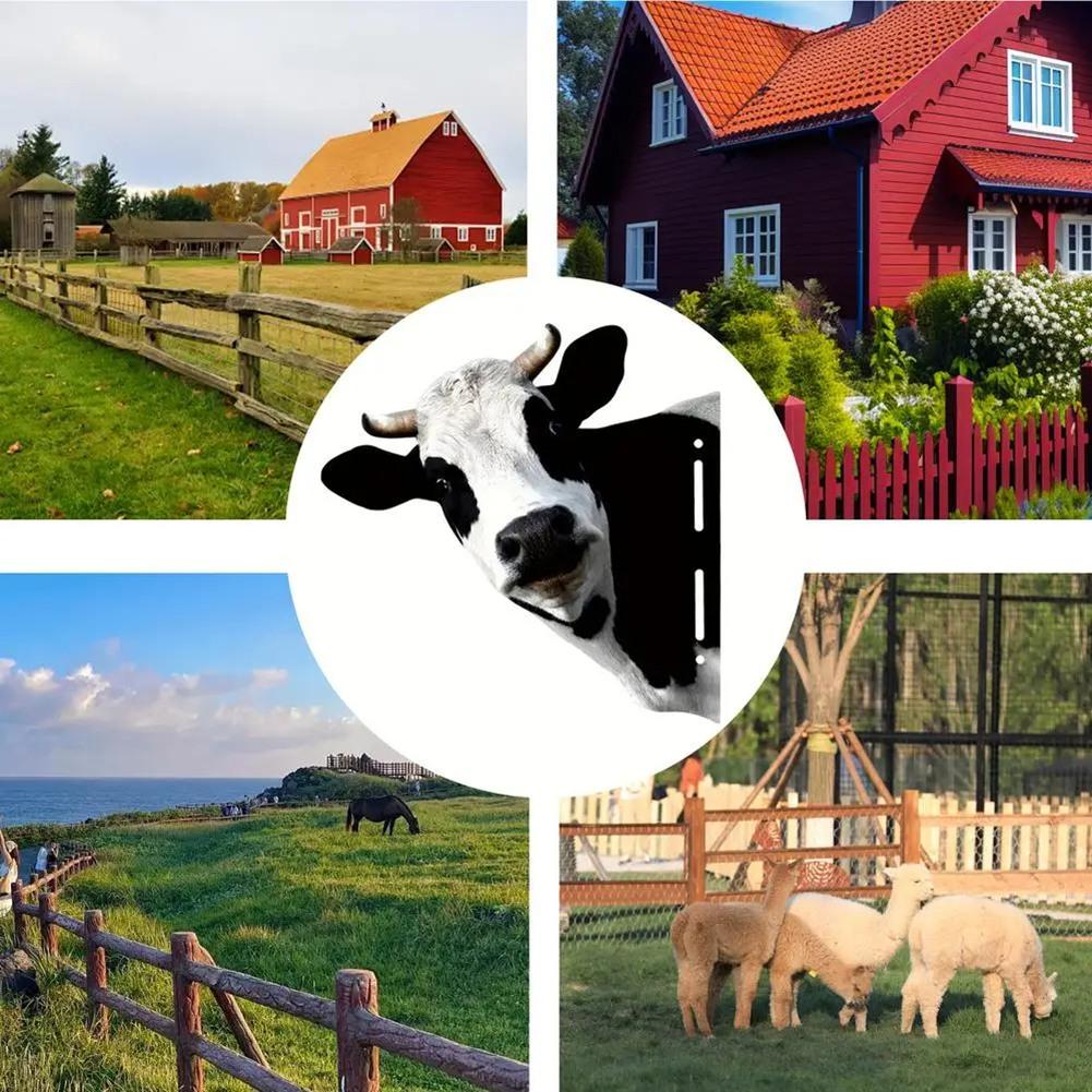 CYCLI-Iron Cow Yard Art Cute Peeking Cattle Yard Decor Decorative Metal Art Peeping Cattle Farmhouse Animal Fence Art Decor