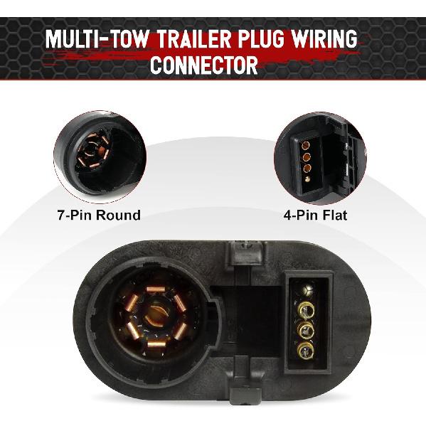 Rear Bumper Trailer Tow Hitch Wiring Connector Adapter Plug 7 Blades 4 Pin W/Bracket Fits For Ford Ram Chevrolet