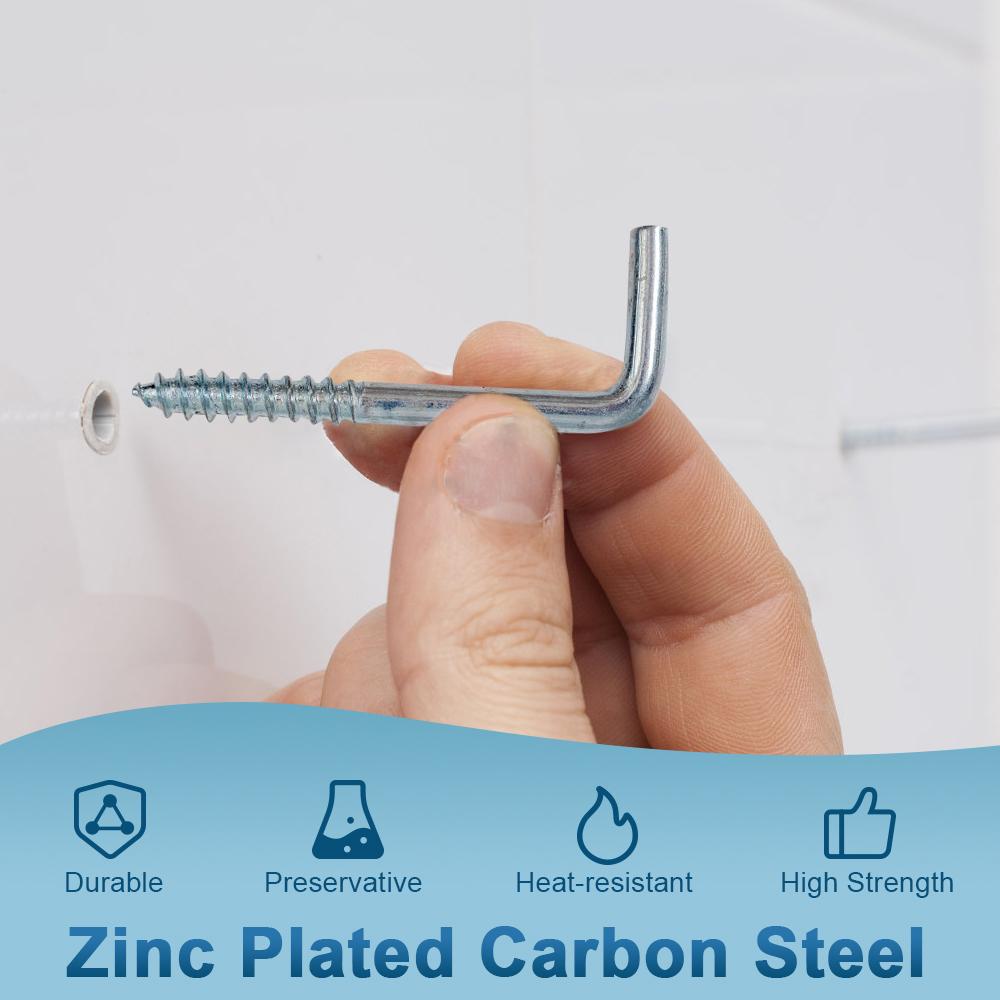 HOWSHENG 5-40pcs L Shape Screw Hook M2.4 M2.5 M3.4 M4.7 Zinc Plated Right Angle Hanging Hooks for Photo Frame Kitchen