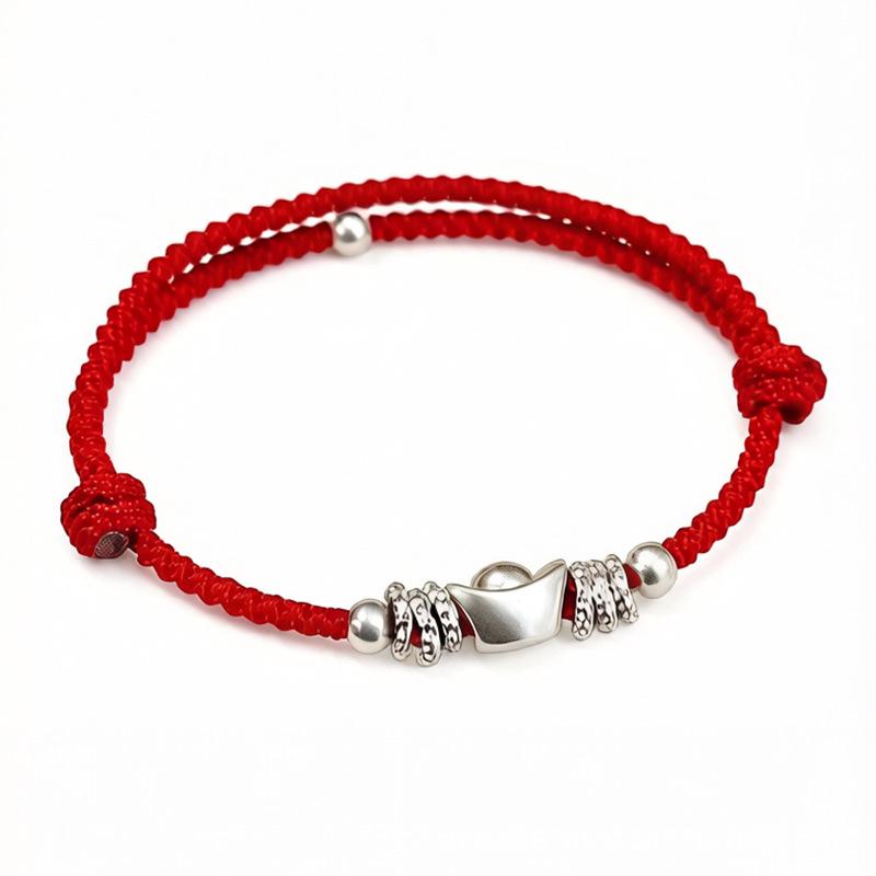 Pure Silver 999 Cinnabar Women's Zodiac Red Rope Silver Bracelet
