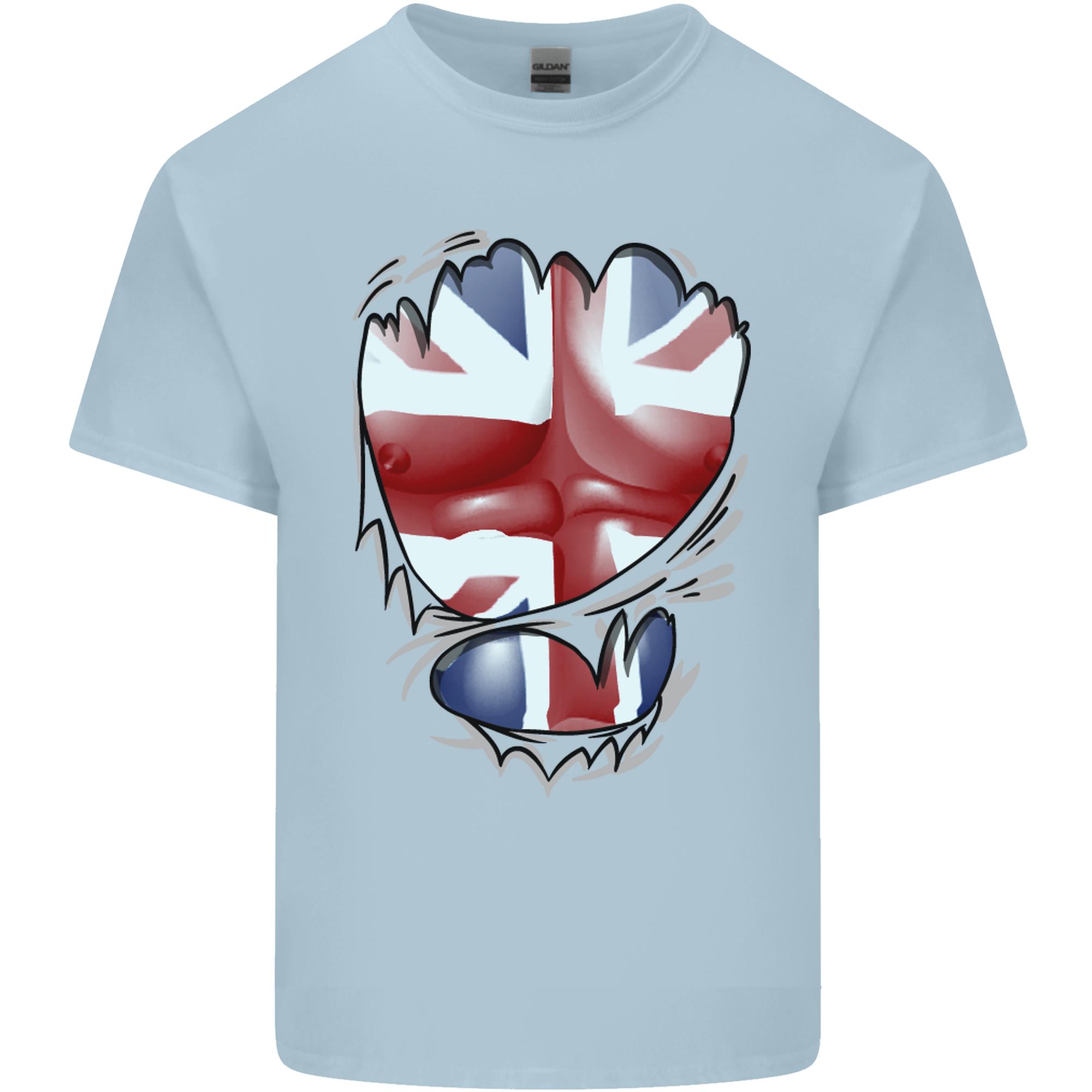 The Union Jack Flag Ripped Muscles Unisexs Light Cotton TShirt S