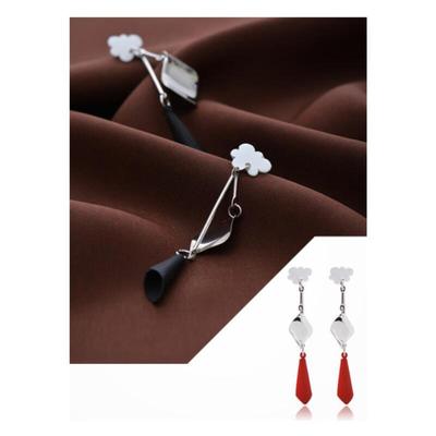Women's Drop Style Red Black Simple Earrings