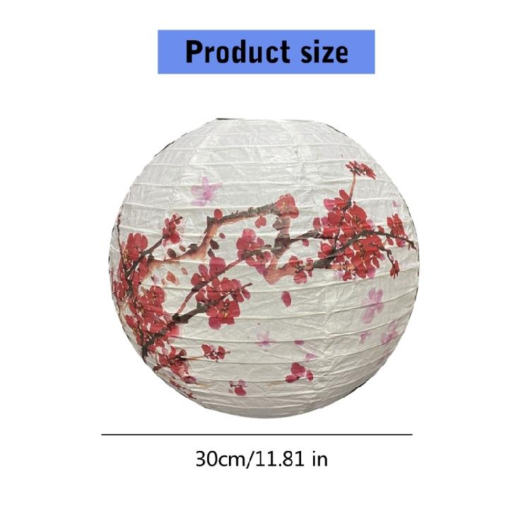 Pack of 5 Japanese And Chinese Themed Lanterns Feature Cherries Blossom And Persimmons  For Seasonal Celebration